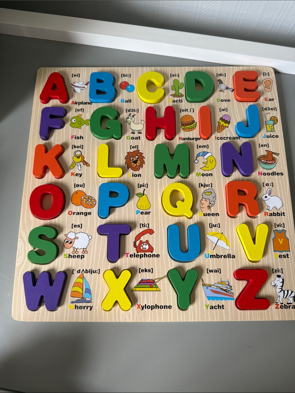 Wooden Alphabet Upper and Lower  Case Letters Puzzle with Multicolor Letters - Picture 5 of 6